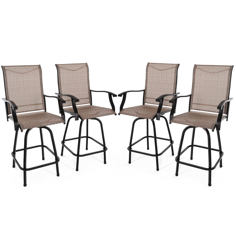 Outdoor Swivel Bar Stools Set of 2 Height Chairs All Weather Furniture Textilene for Garden Backyard